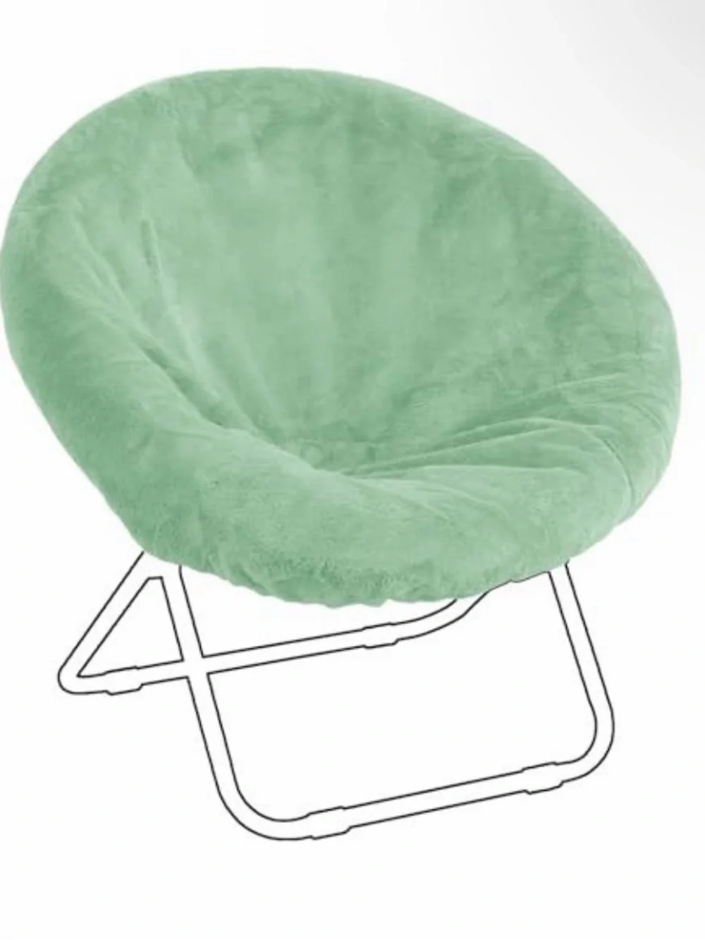 Saucer chair faux fur sage green cover